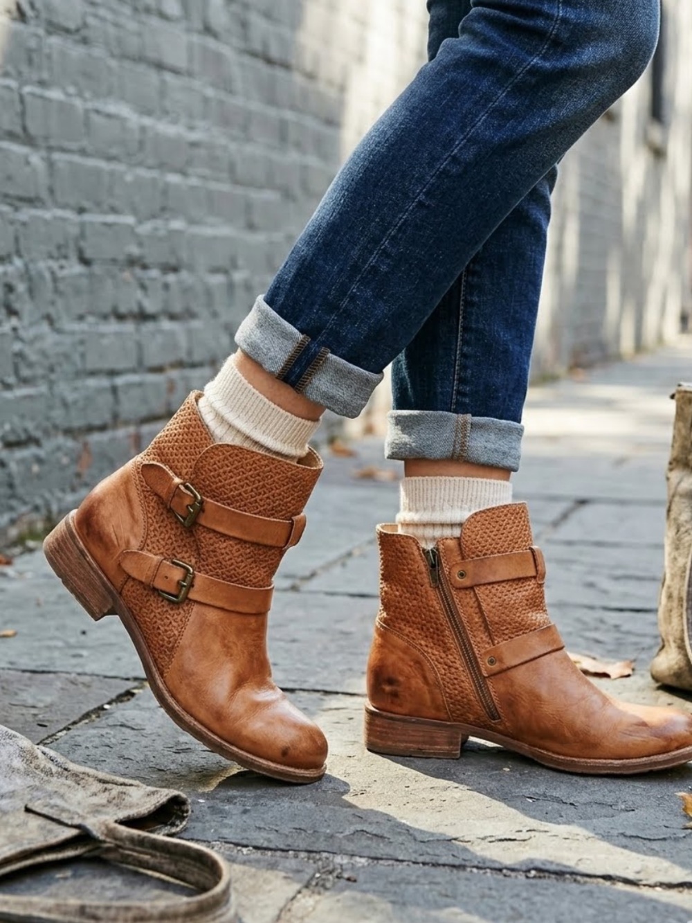 Sofft Baywood Distressed Leather Ankle Boots Size 10 Medium